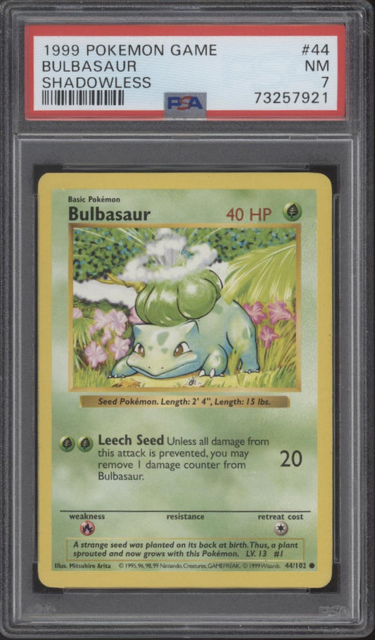 Bulbasaur Pokemon Base Set Shadowless #44 PSA 7