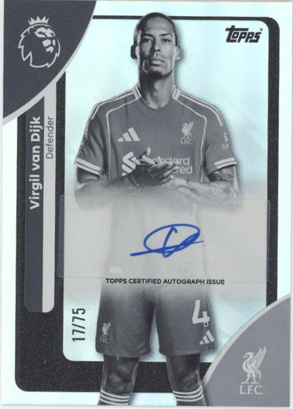 Virgil can Dijk 2025-26 Topps Premier League Black & White Holo Auto 17/75
