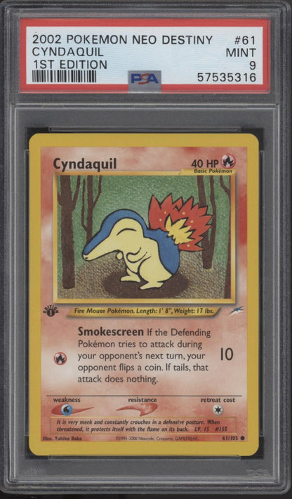 Cyndaquil Pokemon Neo Destiny 1st Edition #61 PSA 9
