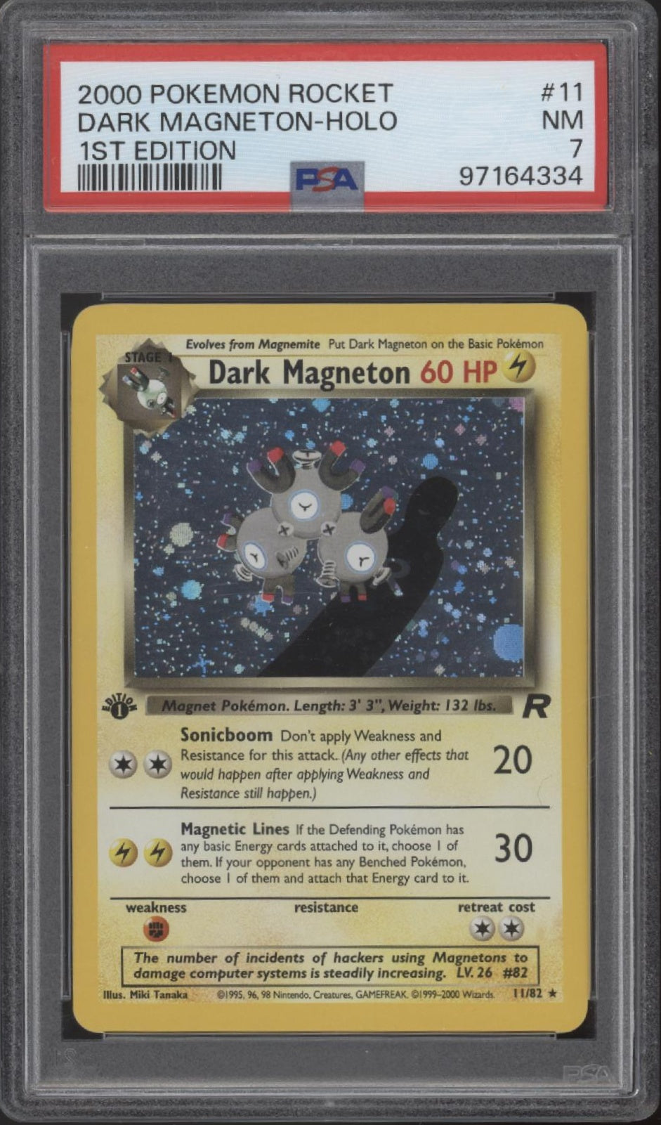 Dark Magneton Pokemon Team Rocket Holo 1st Edition #11 PSA 7