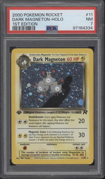 Dark Magneton Pokemon Team Rocket Holo 1st Edition #11 PSA 7