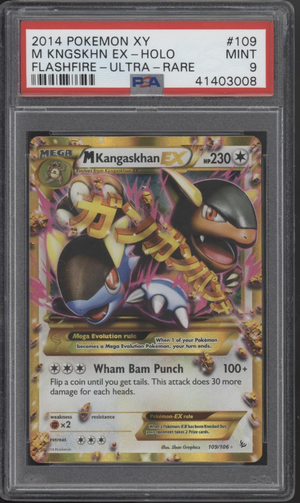 M Kangaskhan ex Pokemon Flashfire Ultra Rare #109 PSA 9