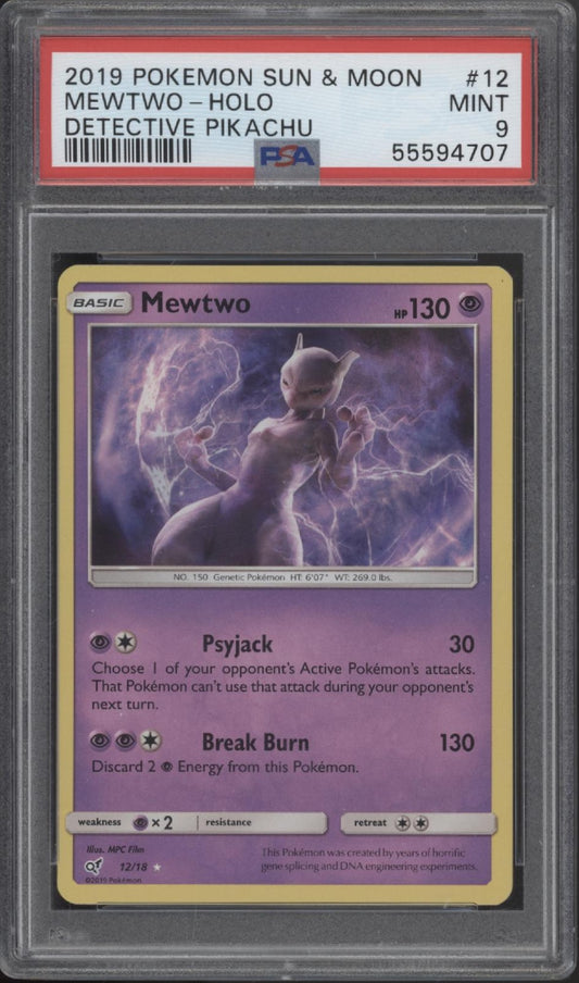 Mewtwo Pokemon Detective Pikachu Holo #12 PSA 9