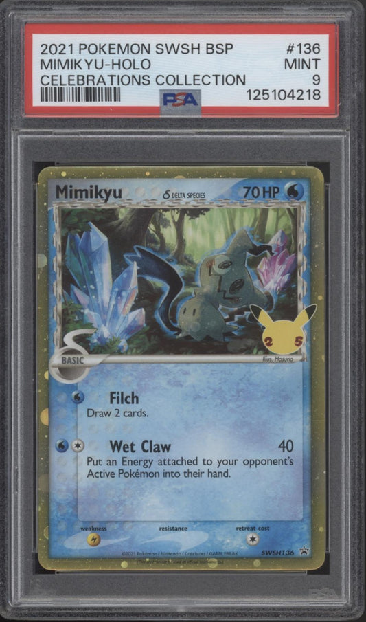 Mimikyu Pokemon Celebrations Collection Holo #136 PSA 9