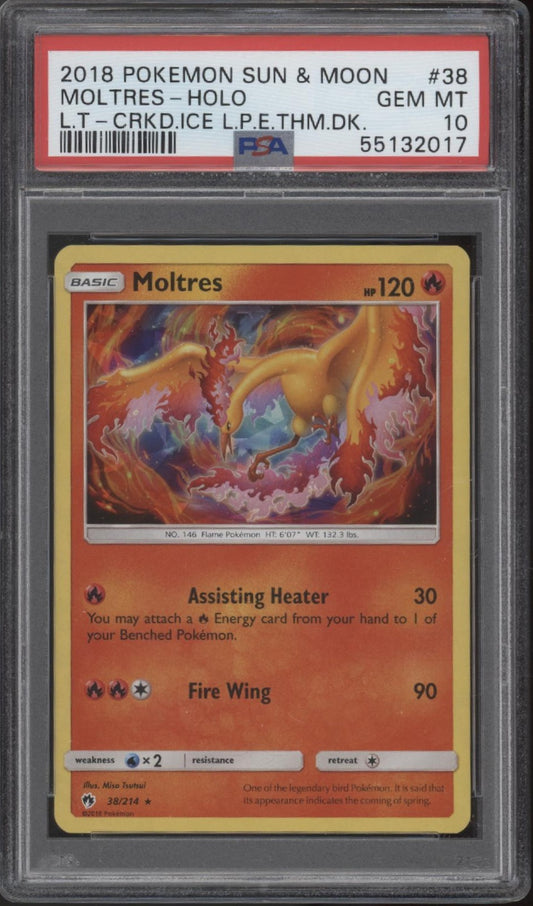 Moltres Pokemon Lost Thunder Theme Deck Cracked Ice Holo #38 PSA 10