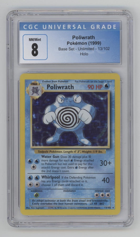 Poliwrath Pokemon Base Set Holo #13 CGC 8