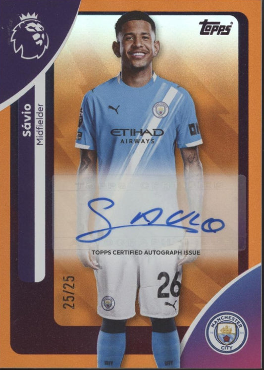 Savio 2025-26 Topps Premier League Orange Holo Auto 25/25 #AC-SAV
