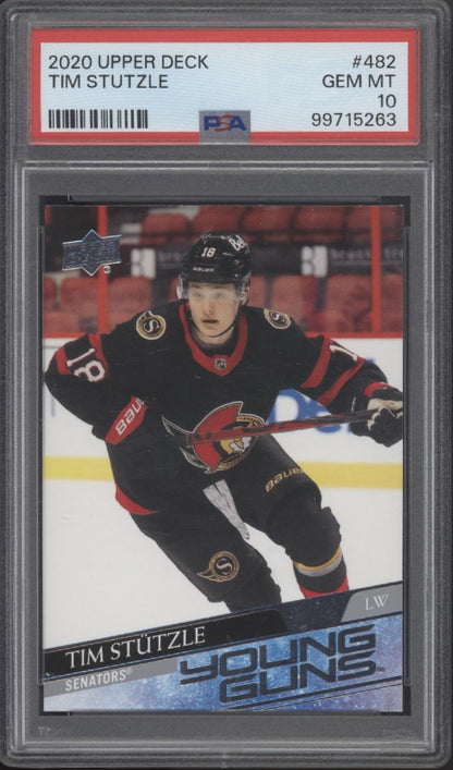 Tim Stutzle 2020-21 Upper Deck Series 2 Young Guns RC #482 PSA 10