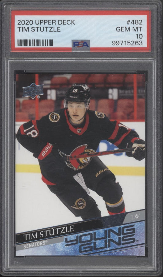 Tim Stutzle 2020-21 Upper Deck Series 2 Young Guns RC #482 PSA 10