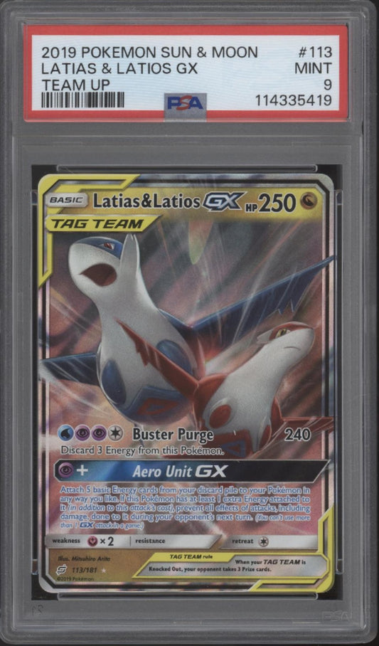 Latias & Latios GX Pokemon Sun & Moon Team Up #113 PSA 9