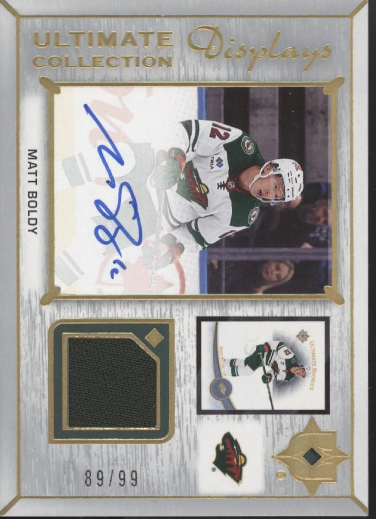 Matt Boldy 2022-23 Upper Deck Ultimate Collection Displays Swatch Auto 89/99