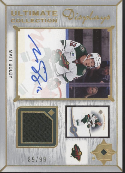 Matt Boldy 2022-23 Upper Deck Ultimate Collection Displays Swatch Auto 89/99