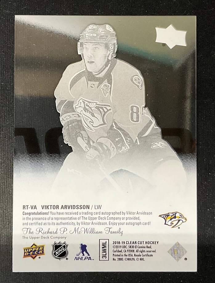 Viktor Arvidsson 2018-19 Upper Deck Clear Cut Young Guns Clear Card RC