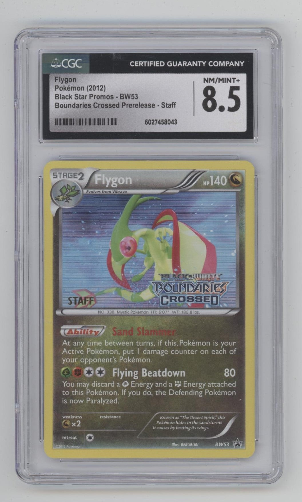 Flygon Pokemon Boundaries Crossed Prerelease Black Star Promo Staff BW53 CGC 8.5