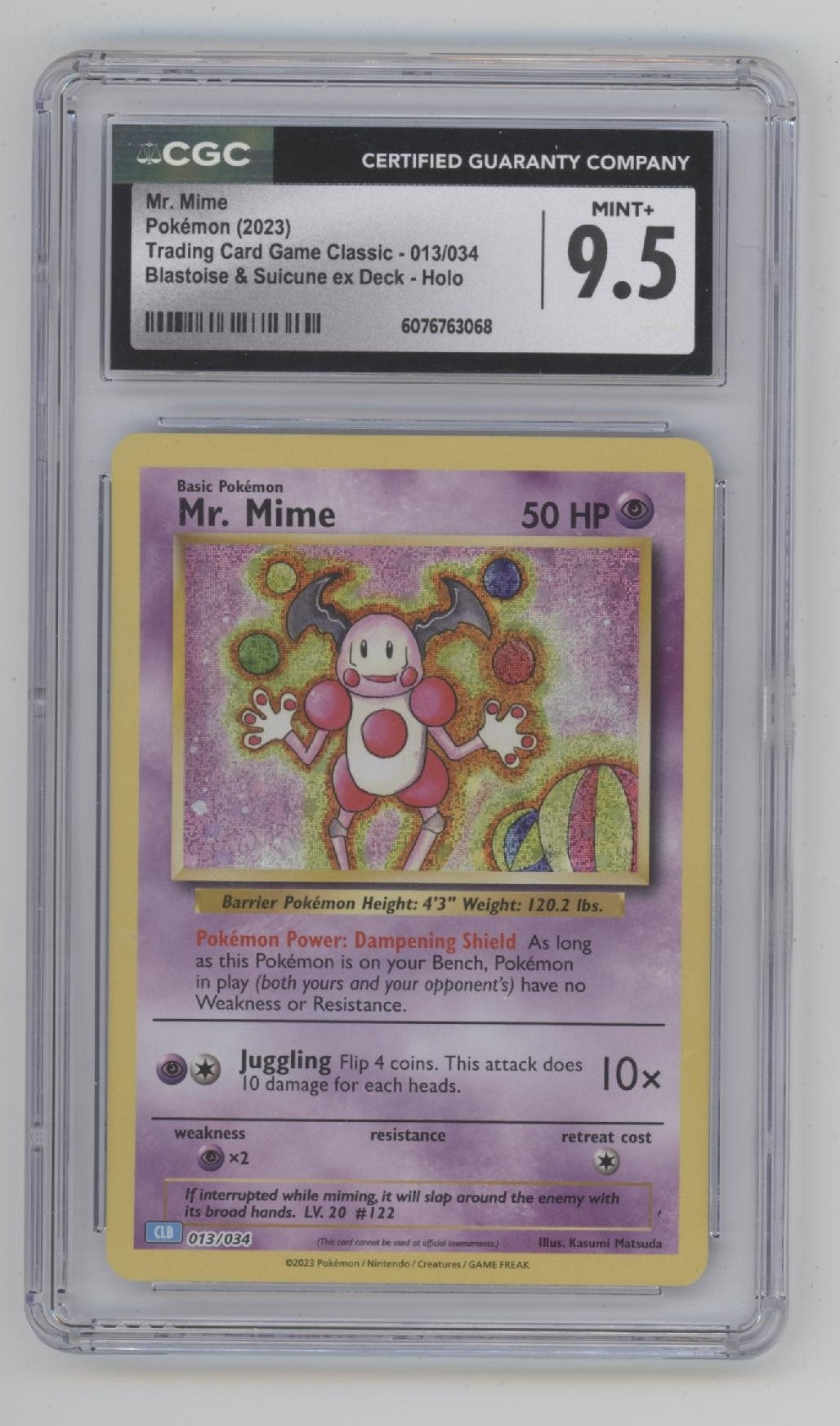 Mr. Mime Pokemon Blastoise & Suicune ex Deck Holo #013 CGC 9.5