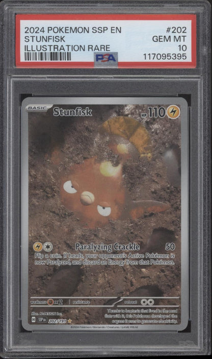 Stunfisk Pokemon Surging Spark Illustration Rare #202 PSA 10