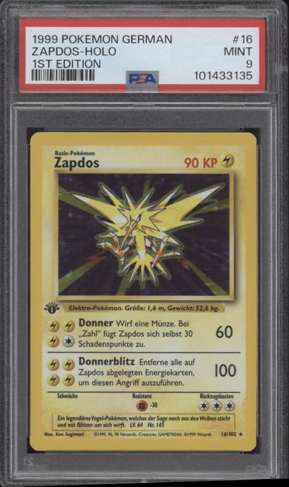 Zapdos Pokemon Base Set Holo 1st Edition German #16 PSA 9