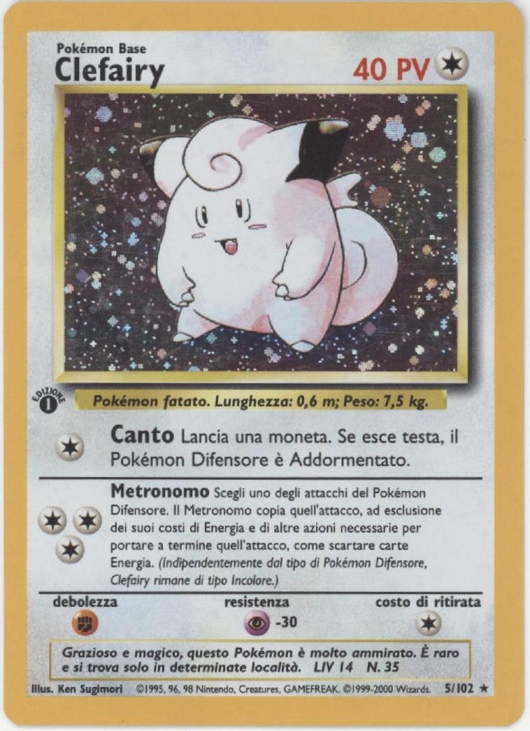 Clefairy Pokemon Base Set Holo 1st Edition Italian #5