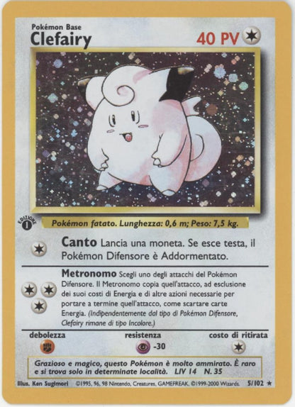 Clefairy Pokemon Base Set Holo 1st Edition Italian #5