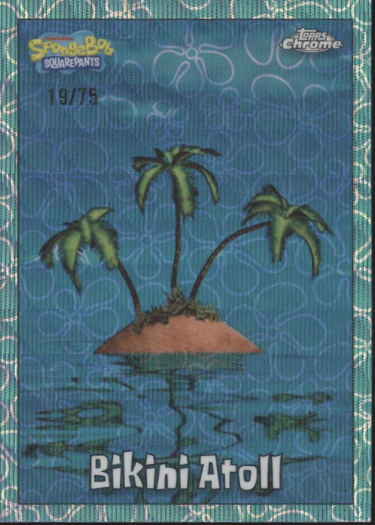 Bikini Atoll 2025 Topps Chrome Spongebob Squarepants Aqua Wave Refractor 19/75