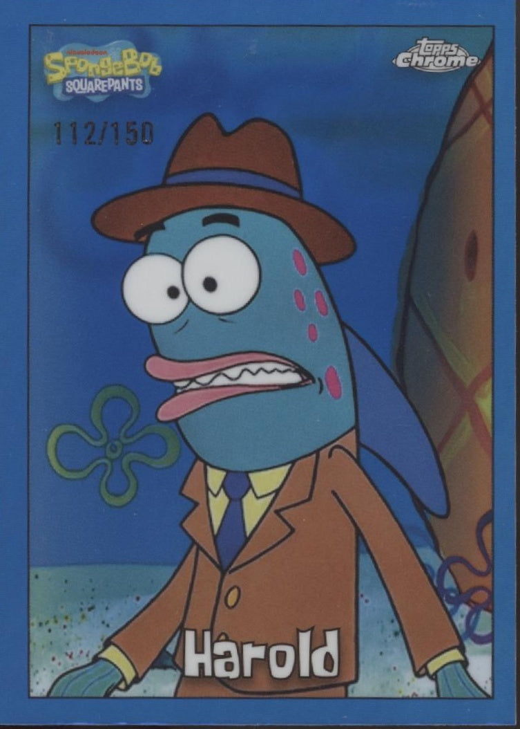 Harold 2025 Topps Chrome Spongebob Squarepants Blue Refractor 112/150 #147