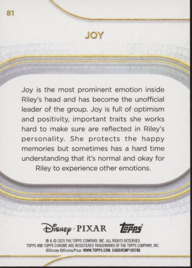 Joy 2025 Topps Chrome Disney Green Wave Refractor 39/99 #81