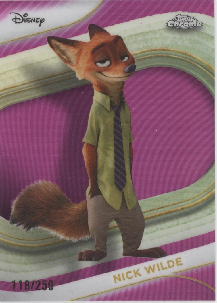 Nick Wilde 2025 Topps Chrome Disney Pink Refractor 118/250 #167