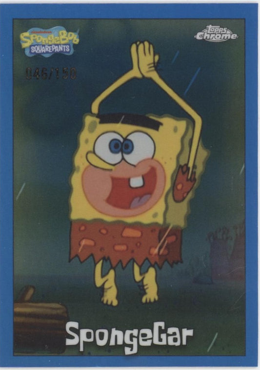 SpongeGar 2025 Topps Chrome Spongebob Squarepants Blue Refractor 046/150 #43