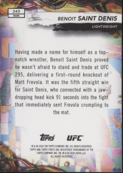 Benoit Saint Denis 2024 Topps Finest Yellow Glitter Refractor RC 24/75 #243