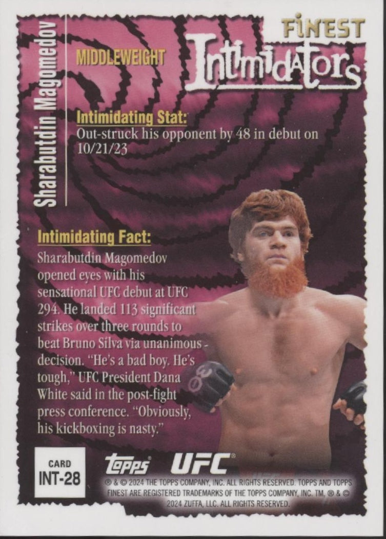 Sharabutoin Magomedov 2024 Topps Finest Intimidators Gold Refractor RC 14/50