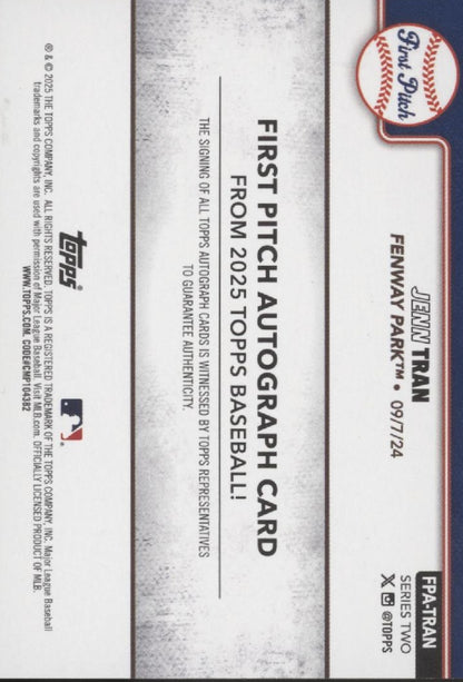 Jenn Tran 2025 Topps Series 2 First Pitch Auto #FPA-TRAN