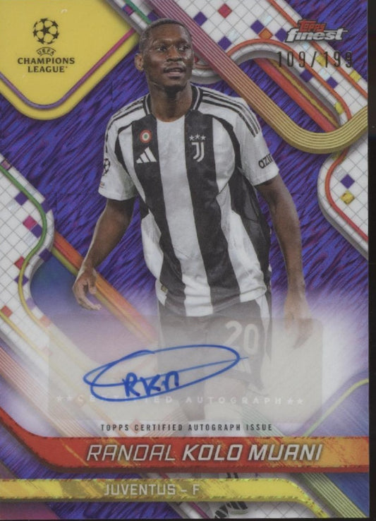 Randal Kolo Muani 2024-25 Topps Finest UEFA CC Purple Lava Refractor Auto /199