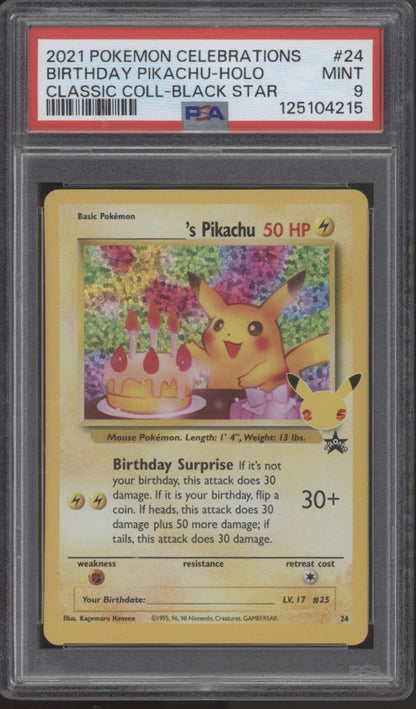 Birthday Pikachu Pokemon Celebrations Classic Collection Black Star Promo PSA 9