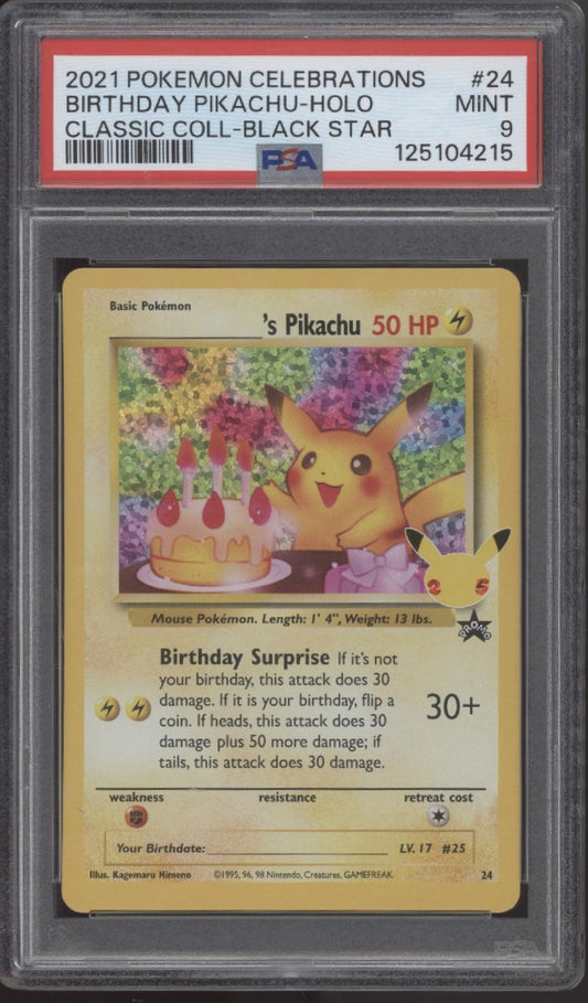 Birthday Pikachu Pokemon Celebrations Classic Collection Black Star Promo PSA 9