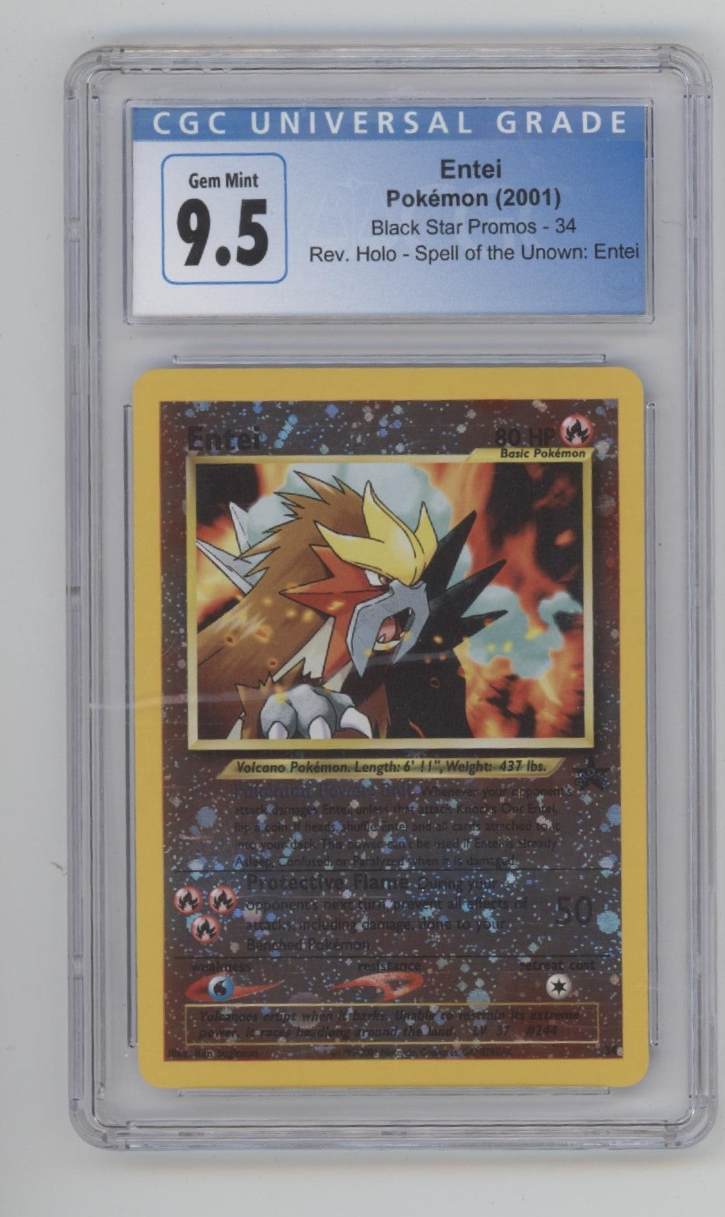 Entei Pokemon Black Star Promo Spell of the Unown Reverse Holo #34 CGC 9.5