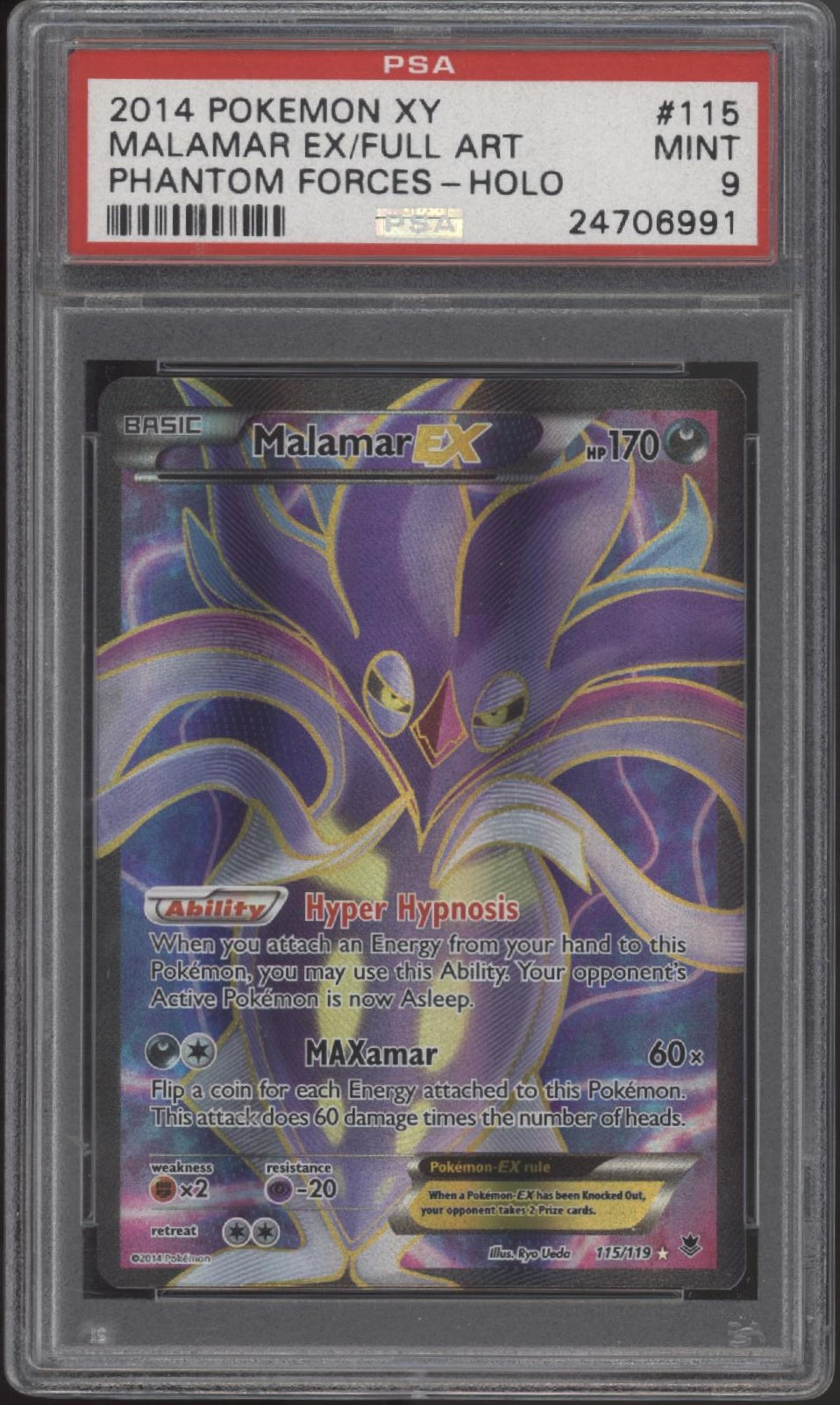 Malamar ex Pokemon Phantom Forces Holo Full Art #115 PSA 9