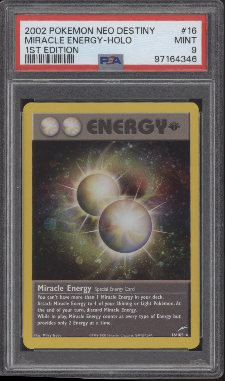 Miracle Energy Pokemon Neo Destiny Holo 1st Edition #16 PSA 9