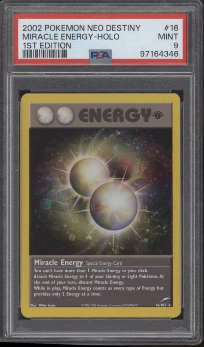 Miracle Energy Pokemon Neo Destiny Holo 1st Edition #16 PSA 9
