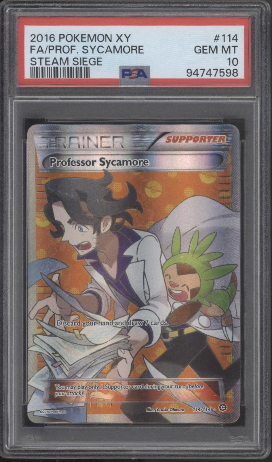 Professor Sycamore Pokemon Steam Siege Full Art #114 PSA 10