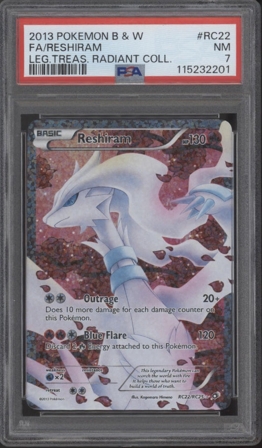 Reshiram Pokemon Legendary Treasures Radiant Collection Full Art #RC22 PSA 7