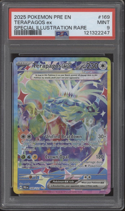 Terapagos ex Pokemon Prismatic Evolutions Special Illustration Rare #169 PSA 9
