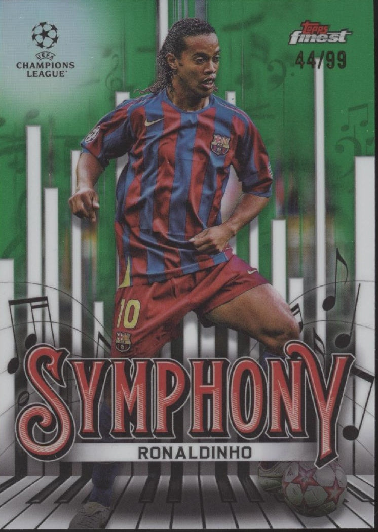 Ronaldinho 2025 Topps Finest UEFA CL Symphony Green Refractor 44/99
