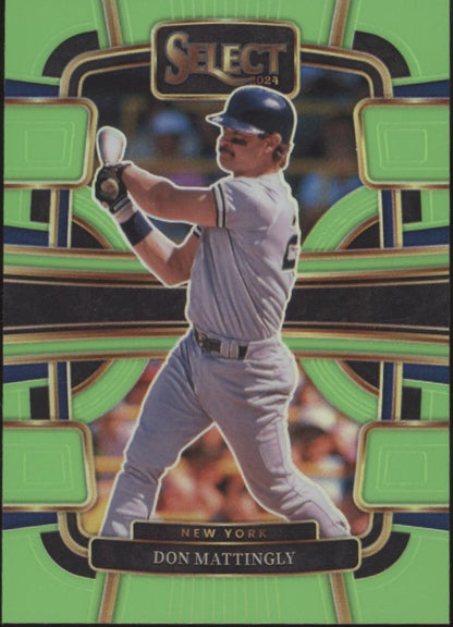 Don Mattingly 2024 Panini Select Neon Green Refractor 18/49 #42