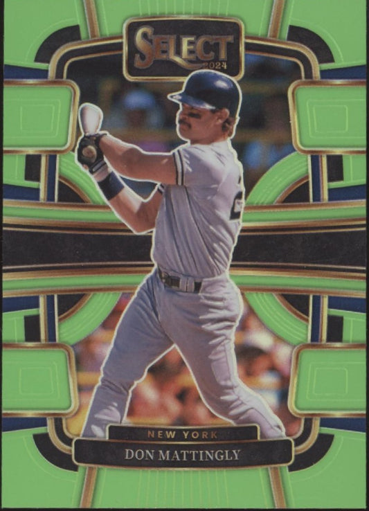 Don Mattingly 2024 Panini Select Neon Green Refractor 18/49 #42