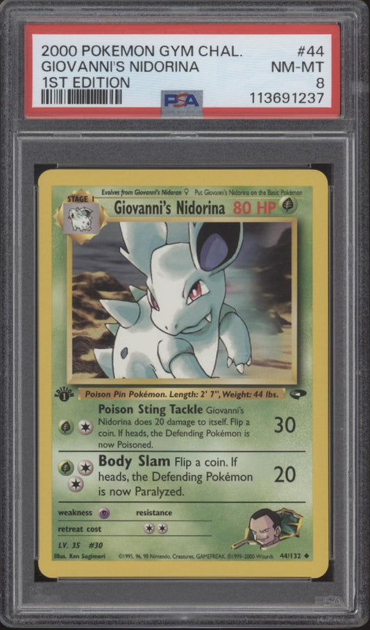 Giovanni's Nidorina Pokemon Gym Challenge 1st Edition #44 PSA 8