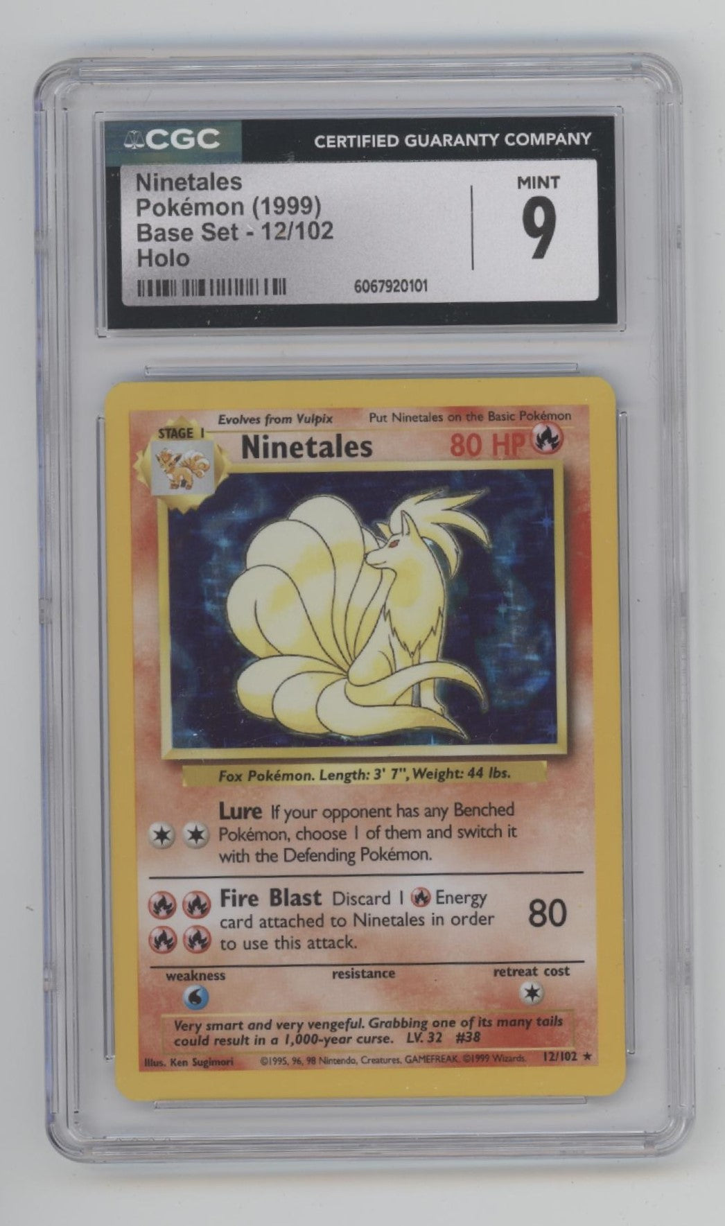 Ninetails Pokemon Base Set Holo #12 CGC 9
