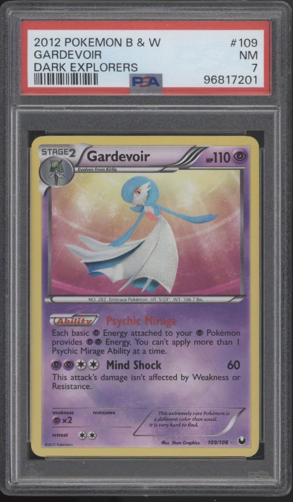 Gardevoir Pokemon Dark Explorers #109 PSA 7