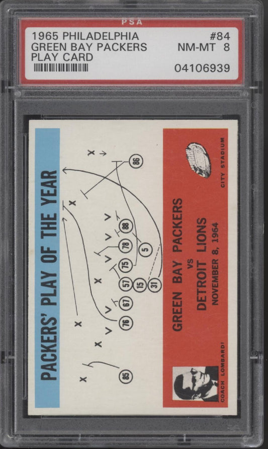 Green Bay Packers 1965 Philadelphia Play Card #84 PSA 8