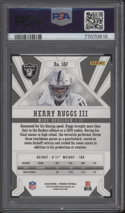 Henry Ruggs III 2020 Panini Phoenix Fire Burst RC #107 PSA 10