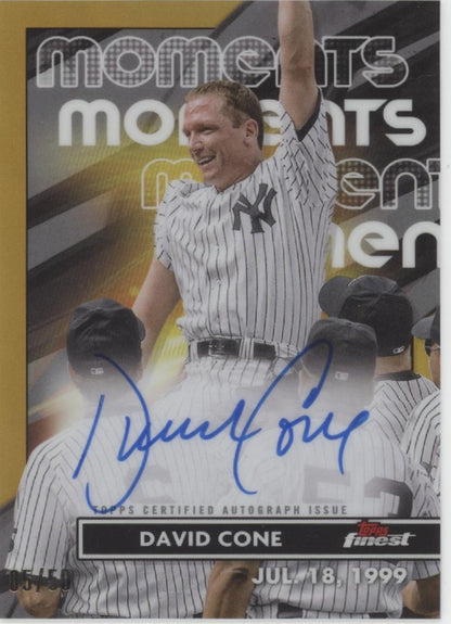 David Cone 2023 Topps Finest Moments Gold Refractor Auto 05/50 #FMA-DC